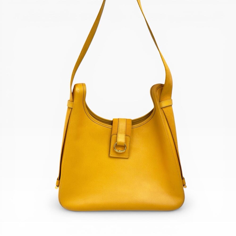 Etriviere Shoulder Bag Yellow Epsom Leather Gold Hardware France